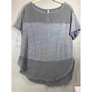 Free People Movement Hourglass Gray Mesh Panel Short Sleeve T-shirt Top‎ Small